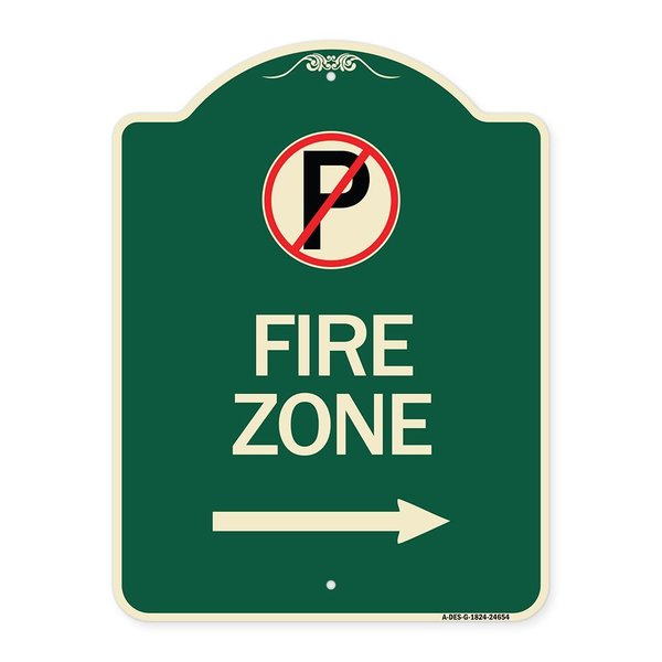 Signmission No Parking Symbol and Right Arrow Heavy-Gauge Aluminum Architectural Sign, 24" x 18", G-1824-24654 A-DES-G-1824-24654
